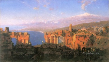 ウィリアム・スタンリー・ハゼルタイン Painting - タオルミーナのギリシャ劇場の風景 ルミニズム ウィリアム・スタンリー・ハセルティン